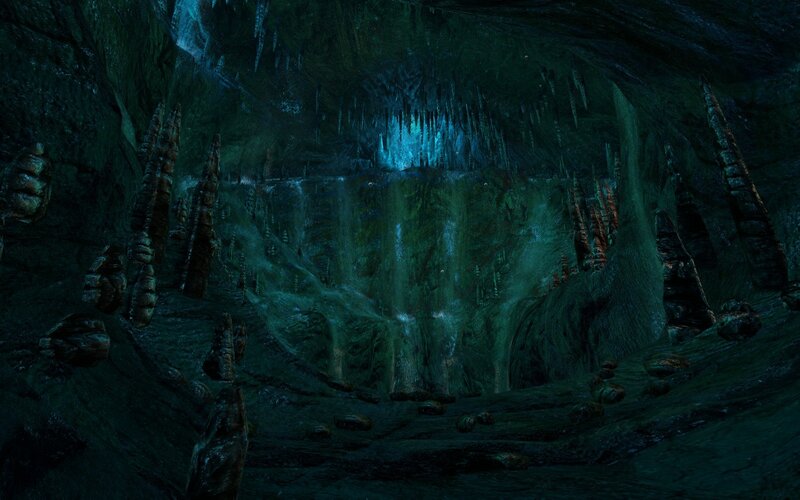 dark cave with stalactites