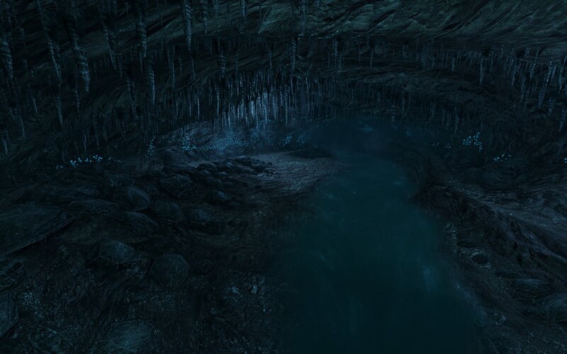 dark cave with stalactites