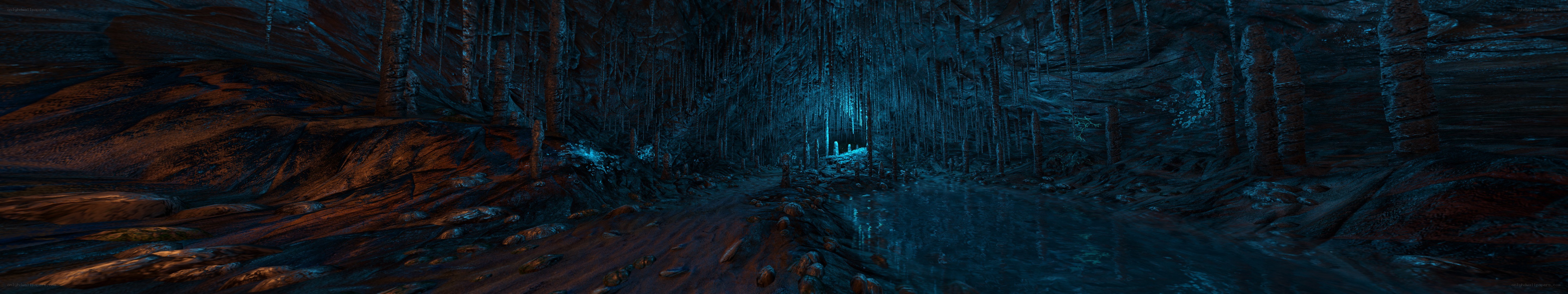 dark cave with stalactites