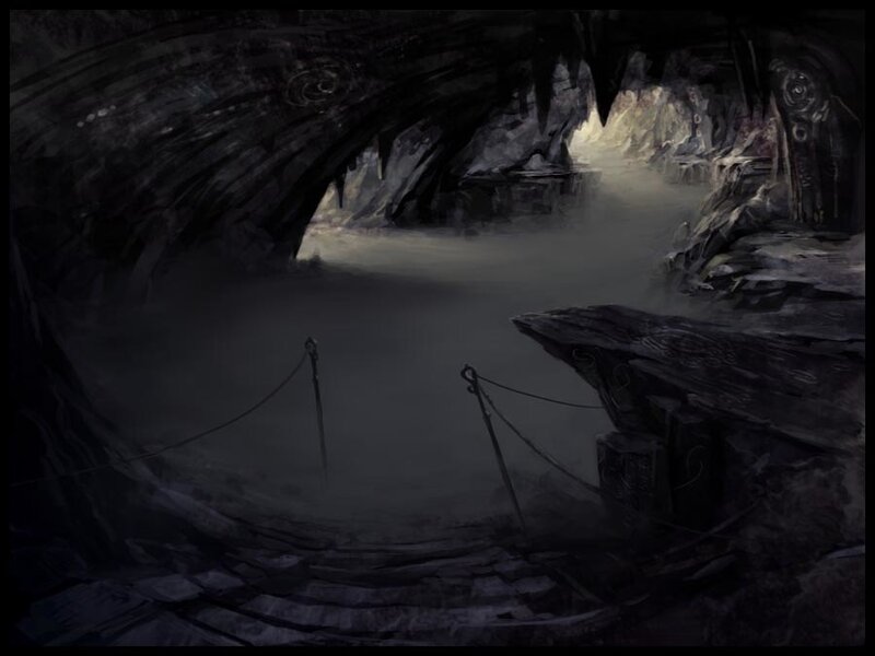 Dark Cave with Water — Black