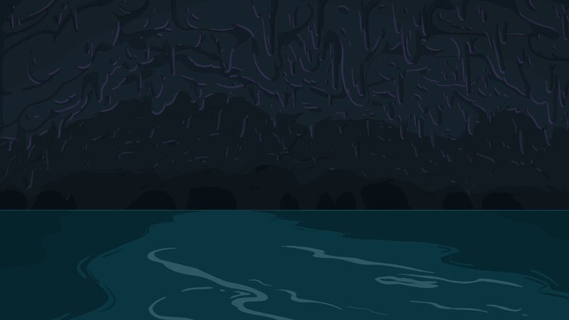 Dark Cave with Water — Blue