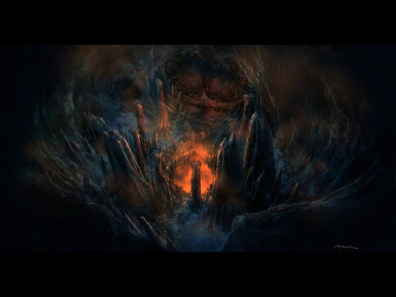 dark cavern with glowing center