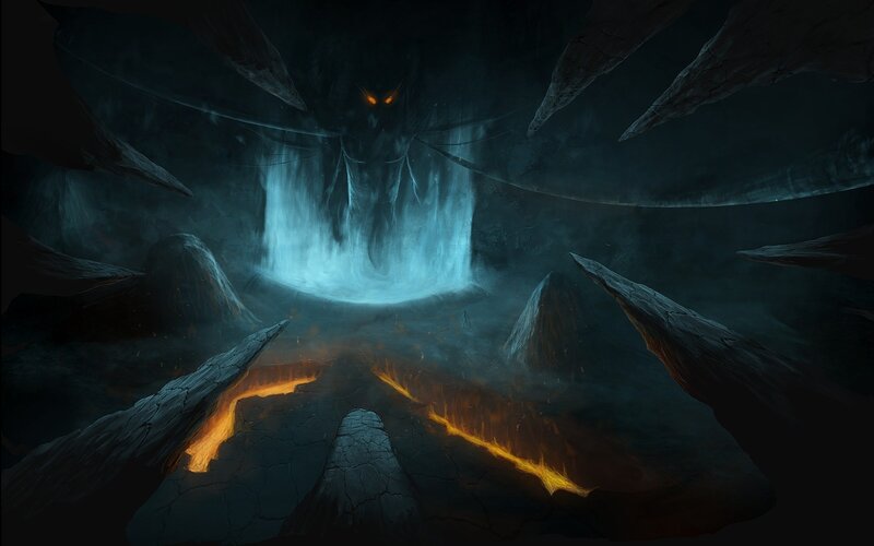 dark cavern with glowing eyes