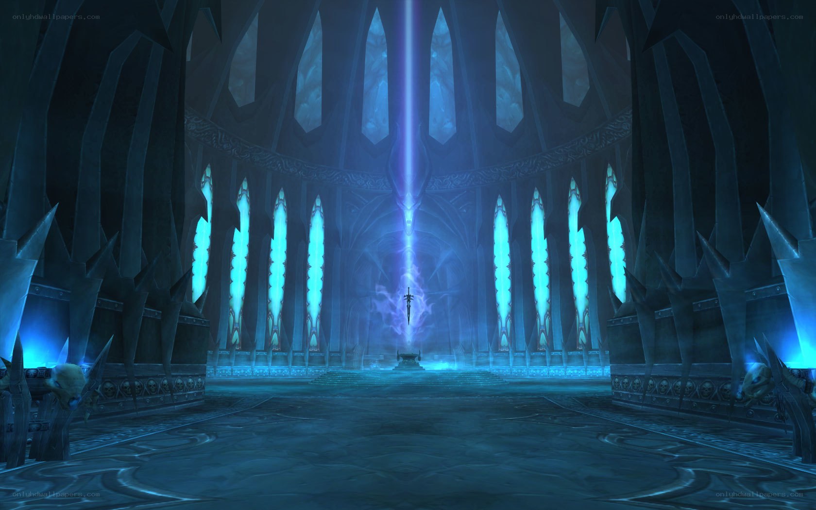 dark cavern with glowing sword