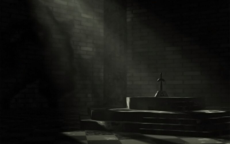dark chamber with sword