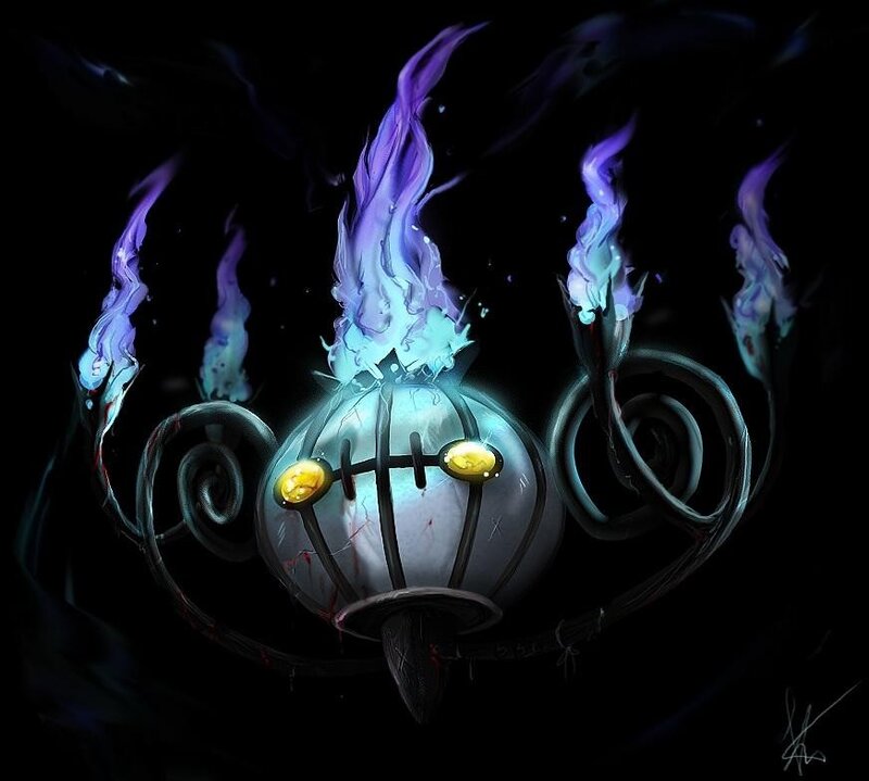 Dark Chandelure with purple flames
