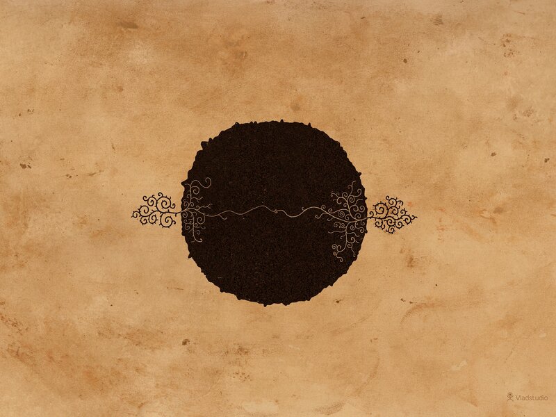 Dark Circle with Swirls — Brown