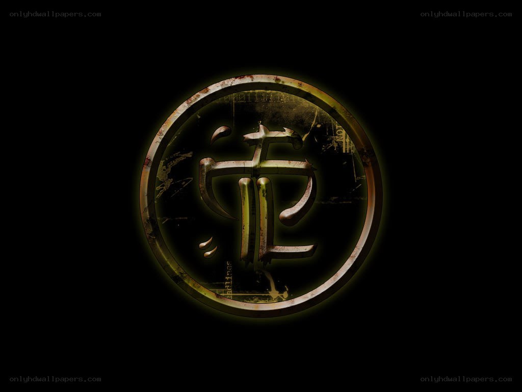 dark circular logo with stylized symbol