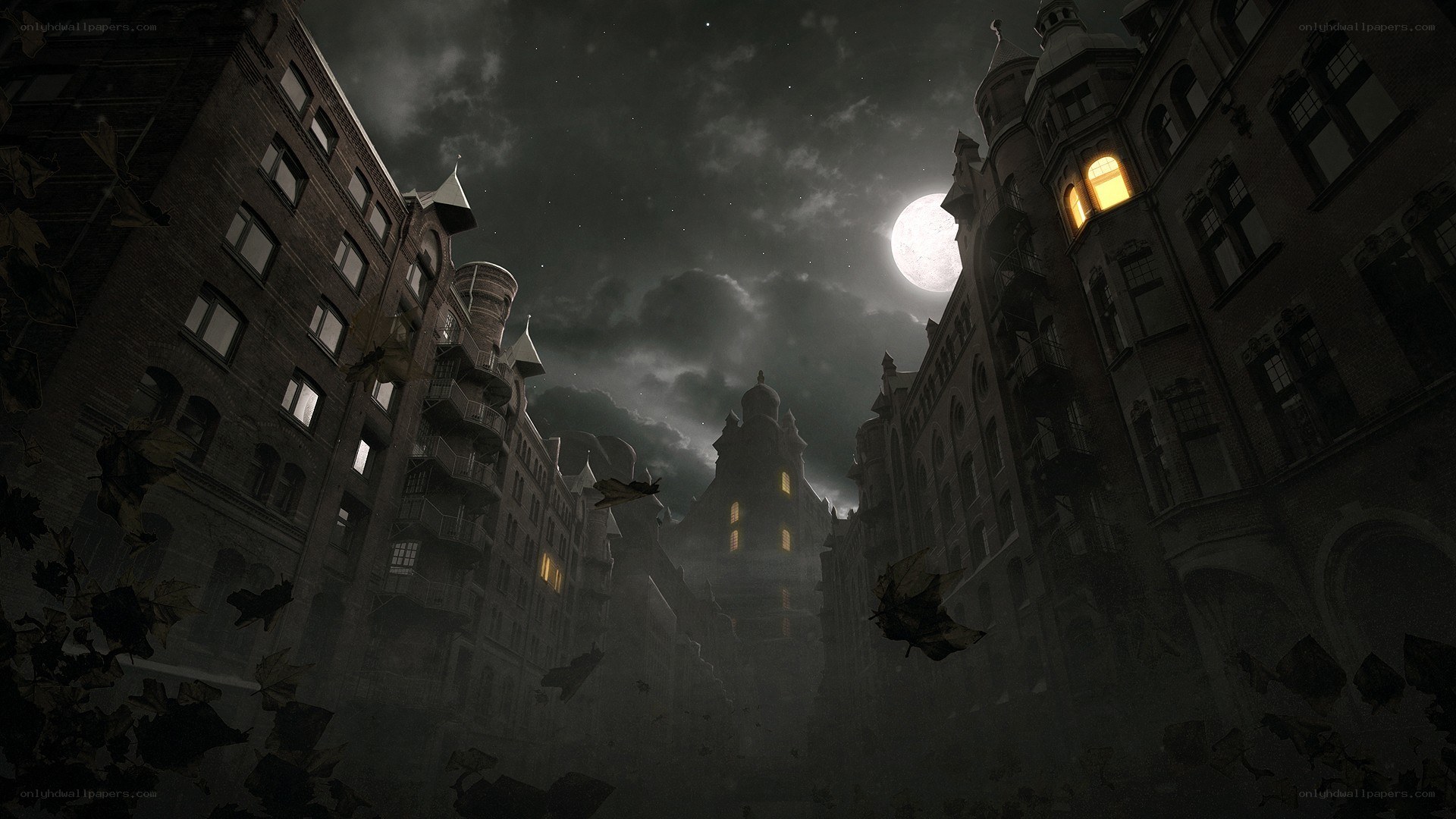 dark city at night