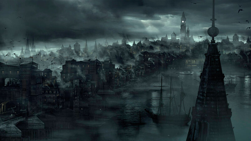 Dark City at Night — Gray