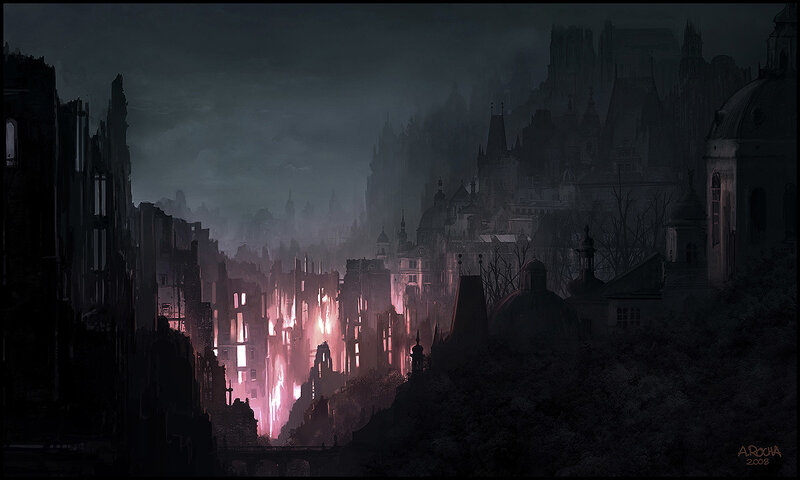 dark city at night