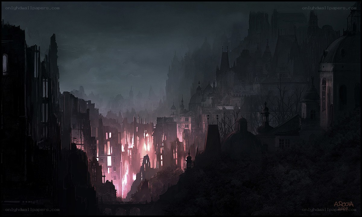 dark city at night
