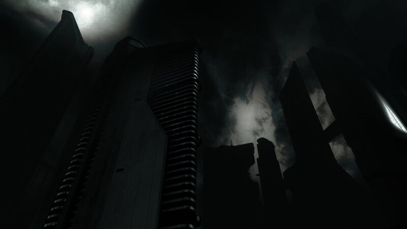 dark city skyline at night