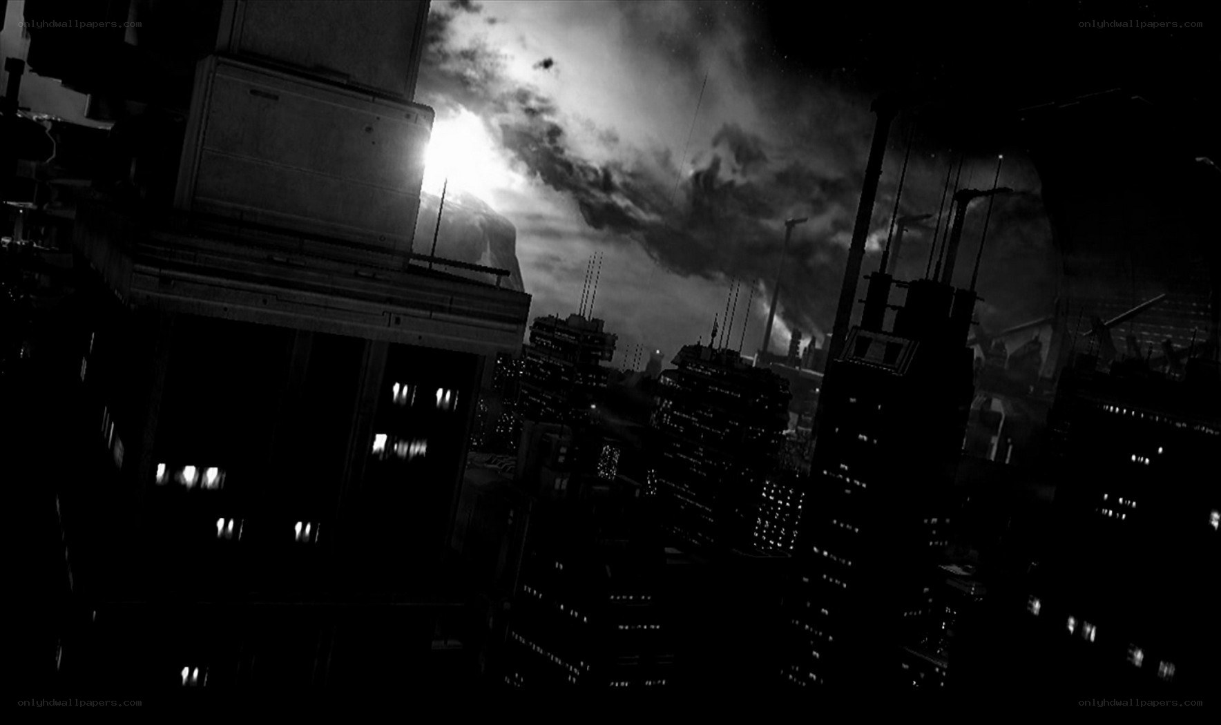 dark city skyline at night
