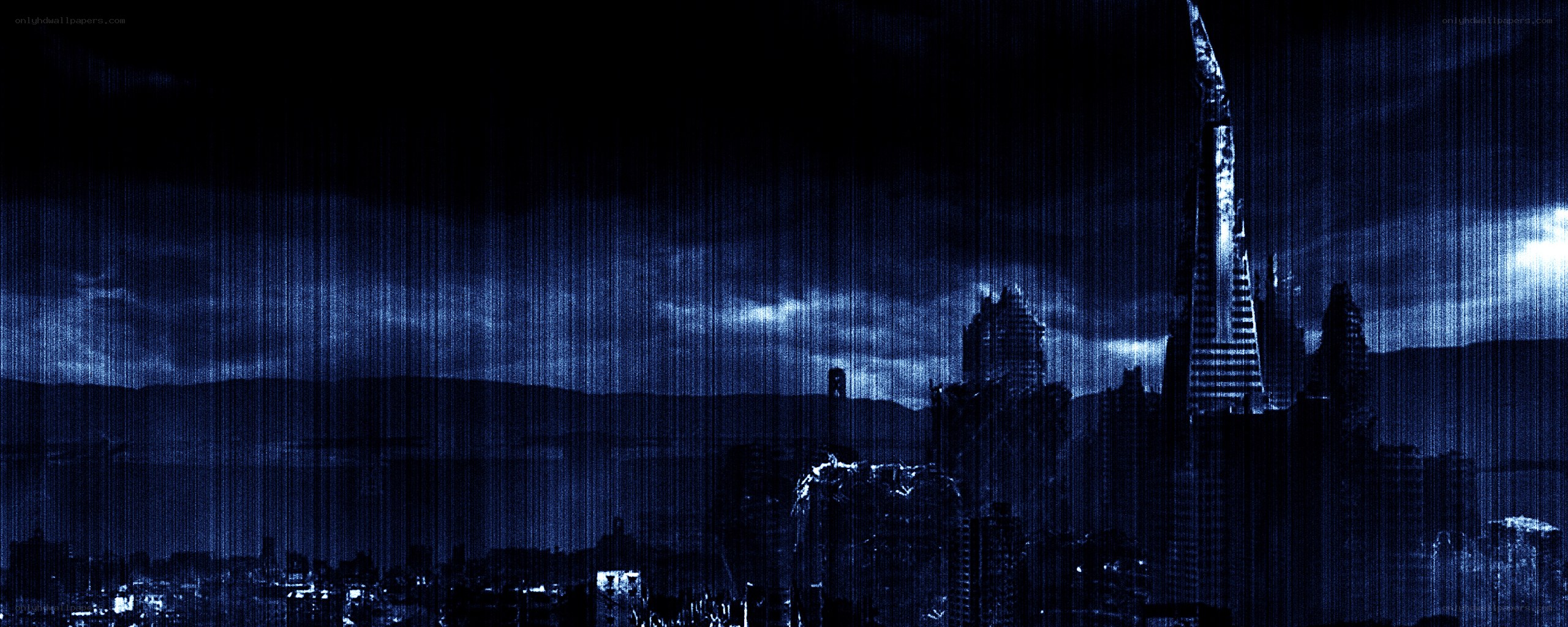 dark city skyline at night
