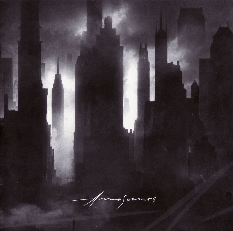 Dark city skyline at night