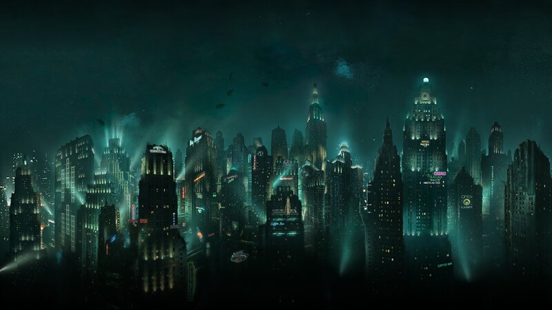 dark city skyline at night