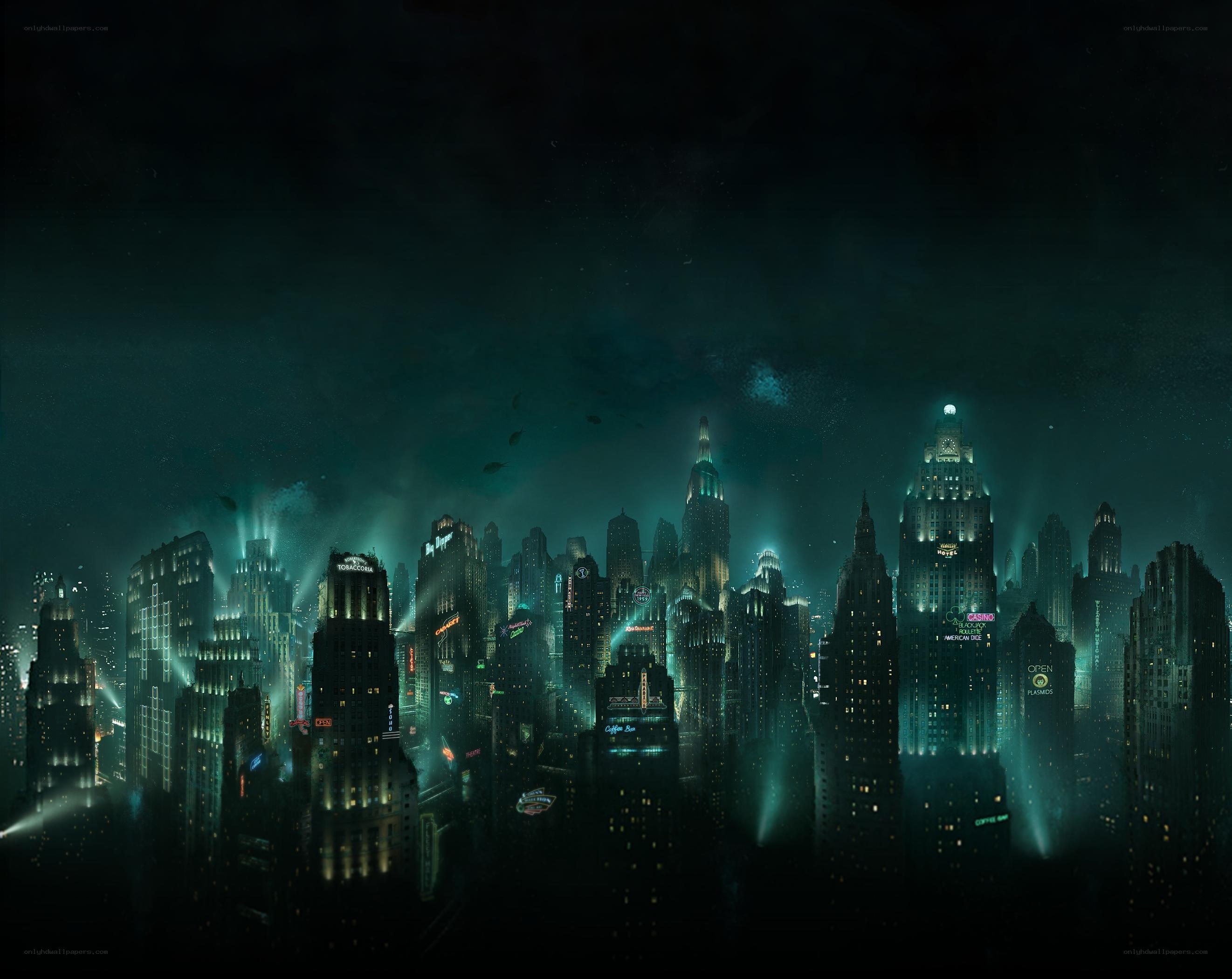 dark city skyline at night