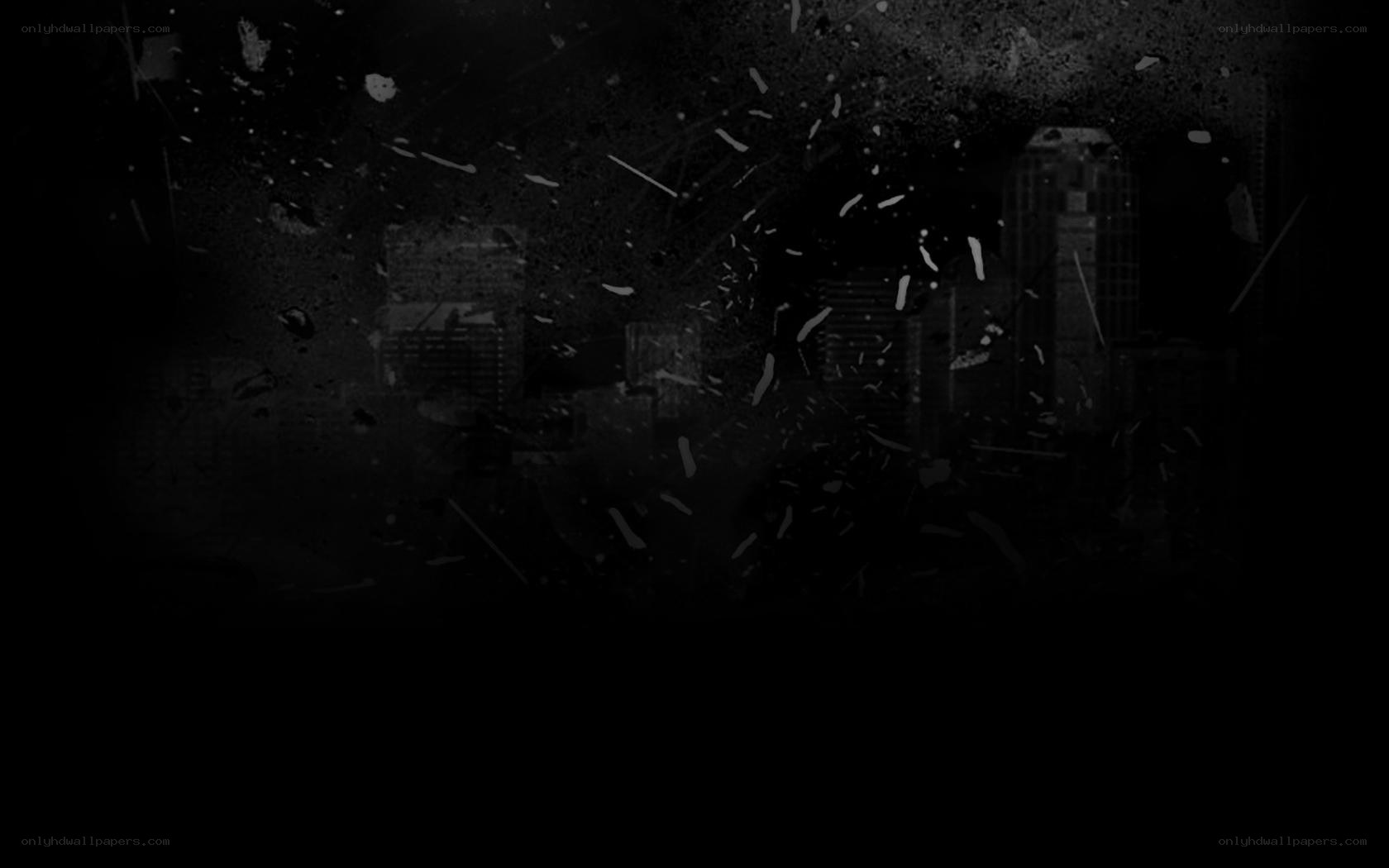 dark city skyline with debris