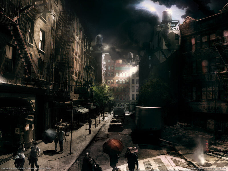dark city street at night