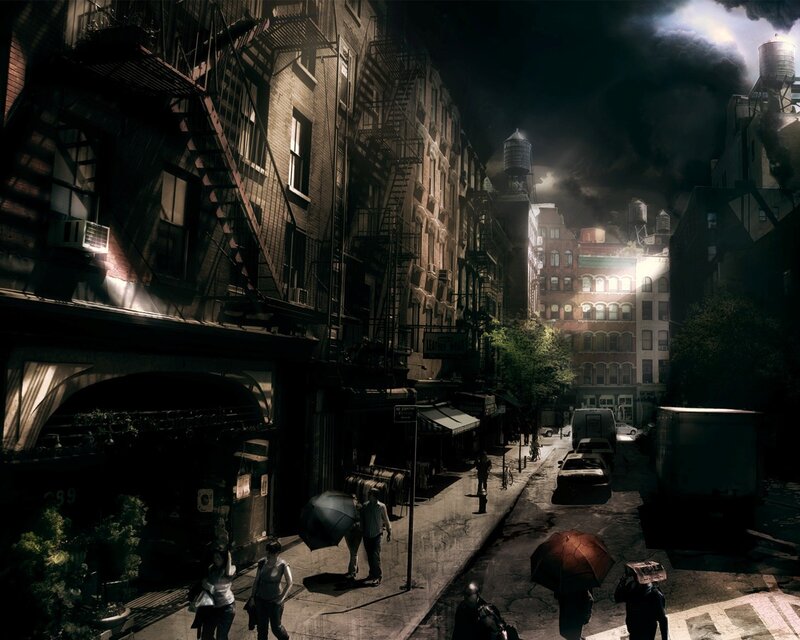 dark city street at night