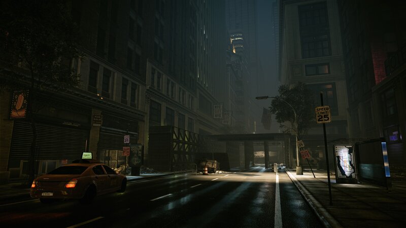 dark city street at night