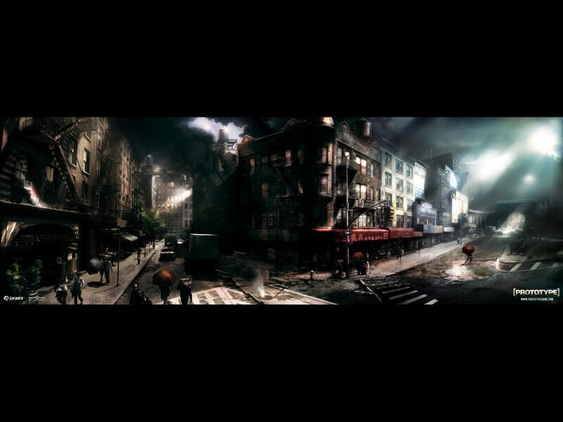 dark city street at night