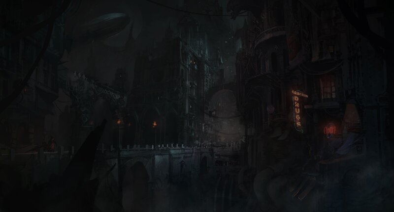Dark City Street at Night — Black