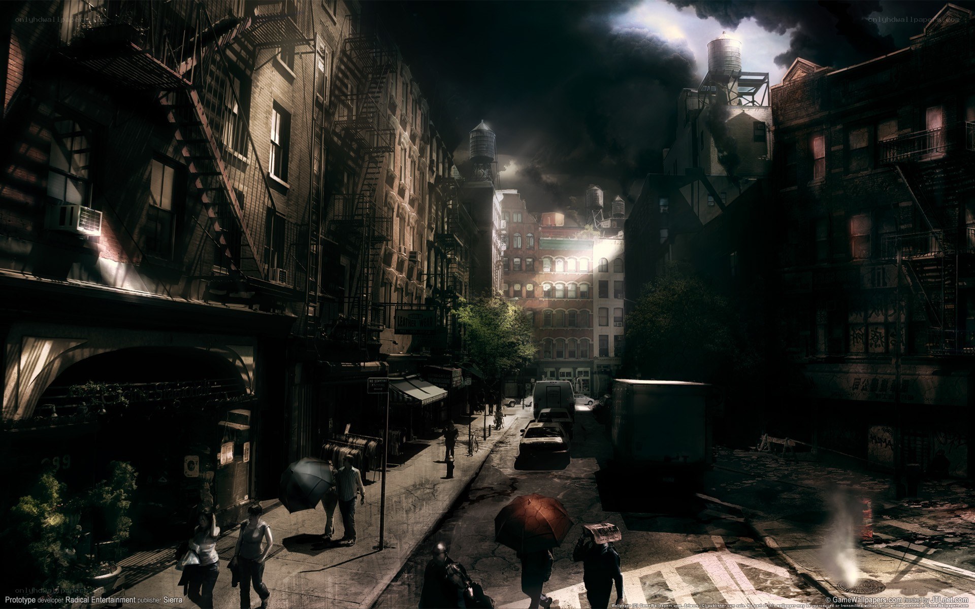 dark city street at night