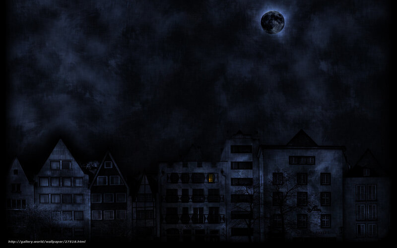 dark city under moonlight