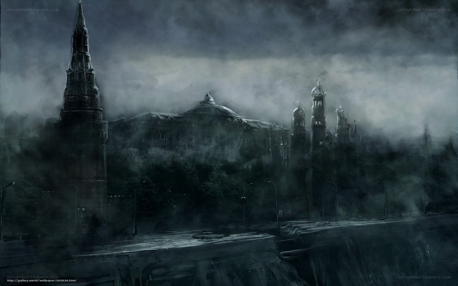 Dark cityscape at night