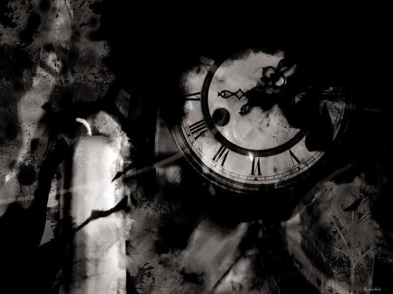 Dark clock with candlelight