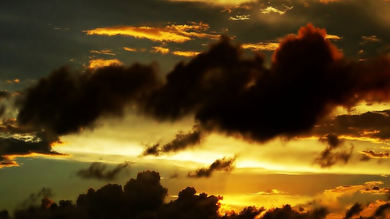 Dark Clouds at Sunset — Orange, Dramatic, Photograph, Sky, Sunlight