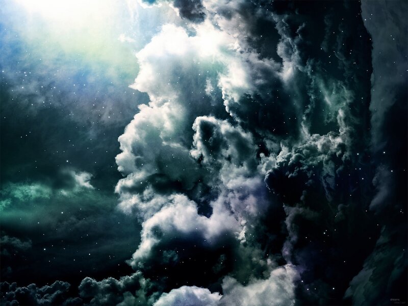 Dark Clouds in Night Sky — Black, Dramatic