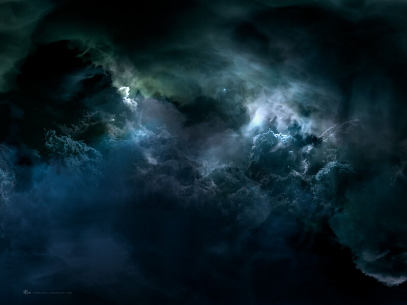 Dark Clouds in Night Sky — Blue, Dramatic