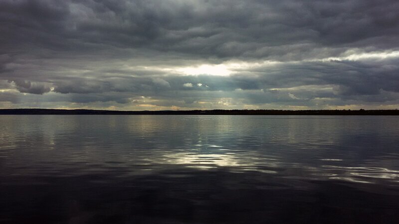Dark Clouds over Lake — Gray