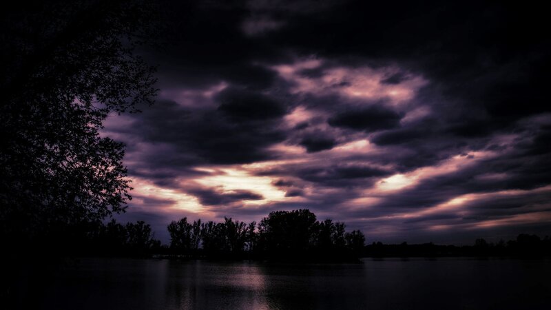 Dark Clouds over Lake — Purple