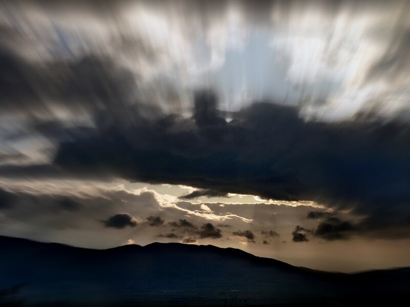 Dark Clouds over Mountains — Gray