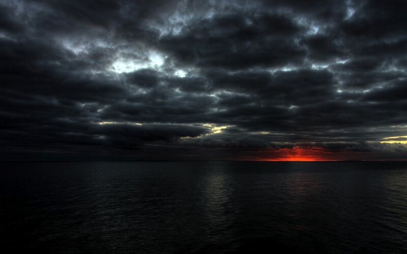 Dark Clouds over Ocean — Black, Dramatic