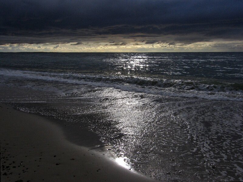Dark clouds over the ocean