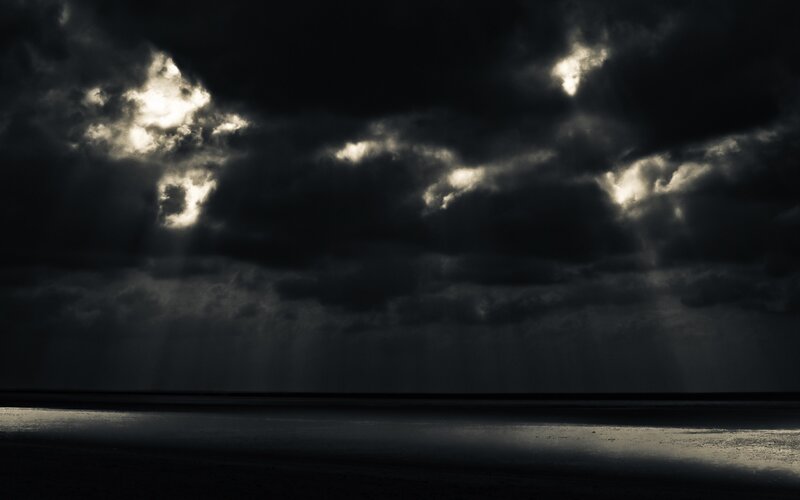 Dark Clouds over Water — Black, Dramatic