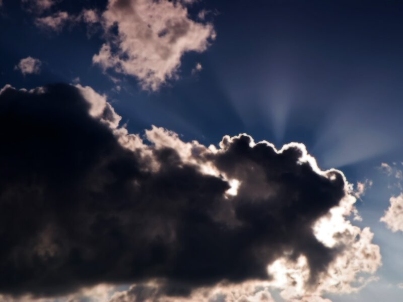 Dark Clouds with Sunbeams — Blue, Dramatic