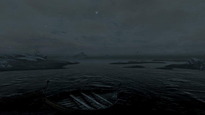 dark coastal scene at night