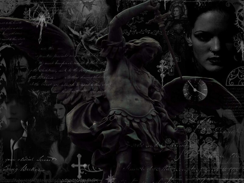 Dark collage with angel and clock