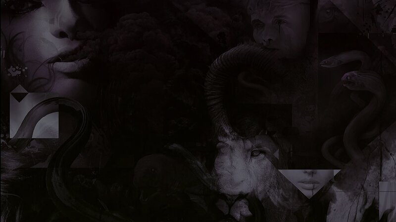 dark collage with faces and animals