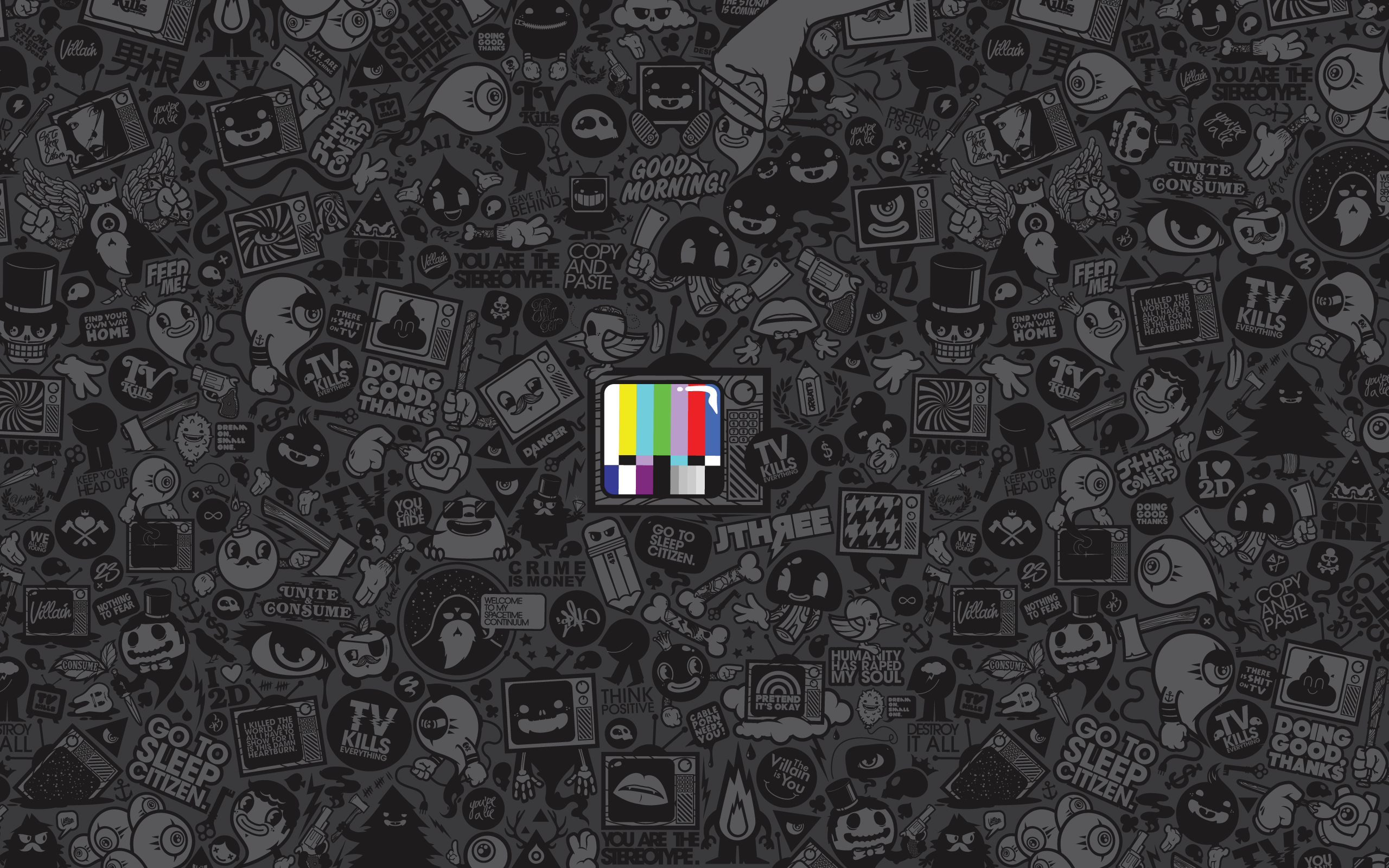 dark collage with test pattern