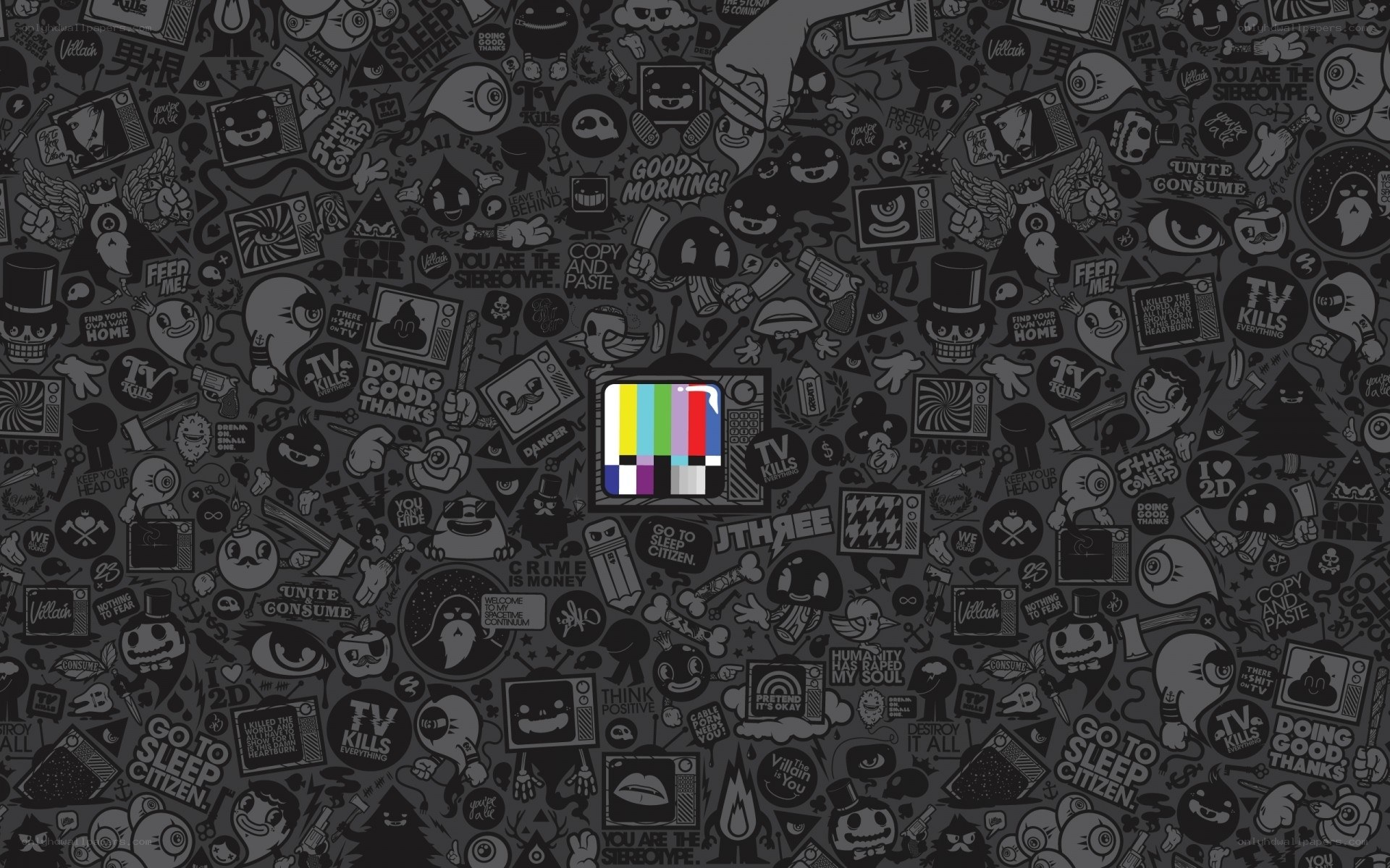 dark collage with test pattern