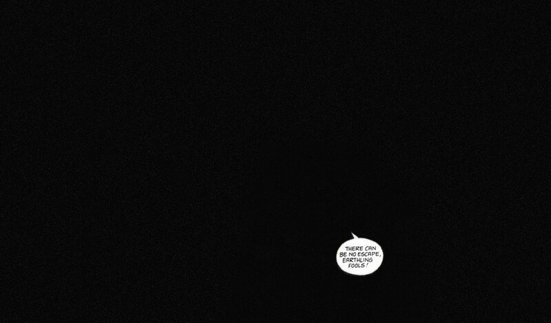 dark comic panel with speech bubble
