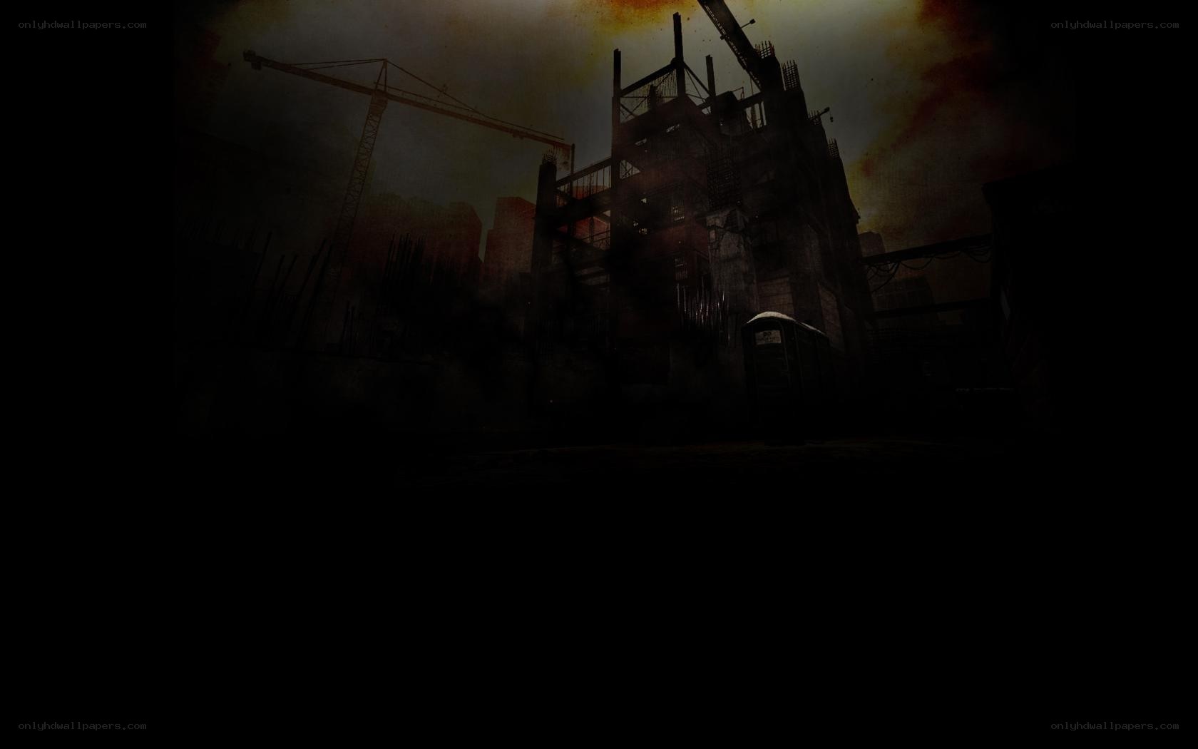 dark construction site at night