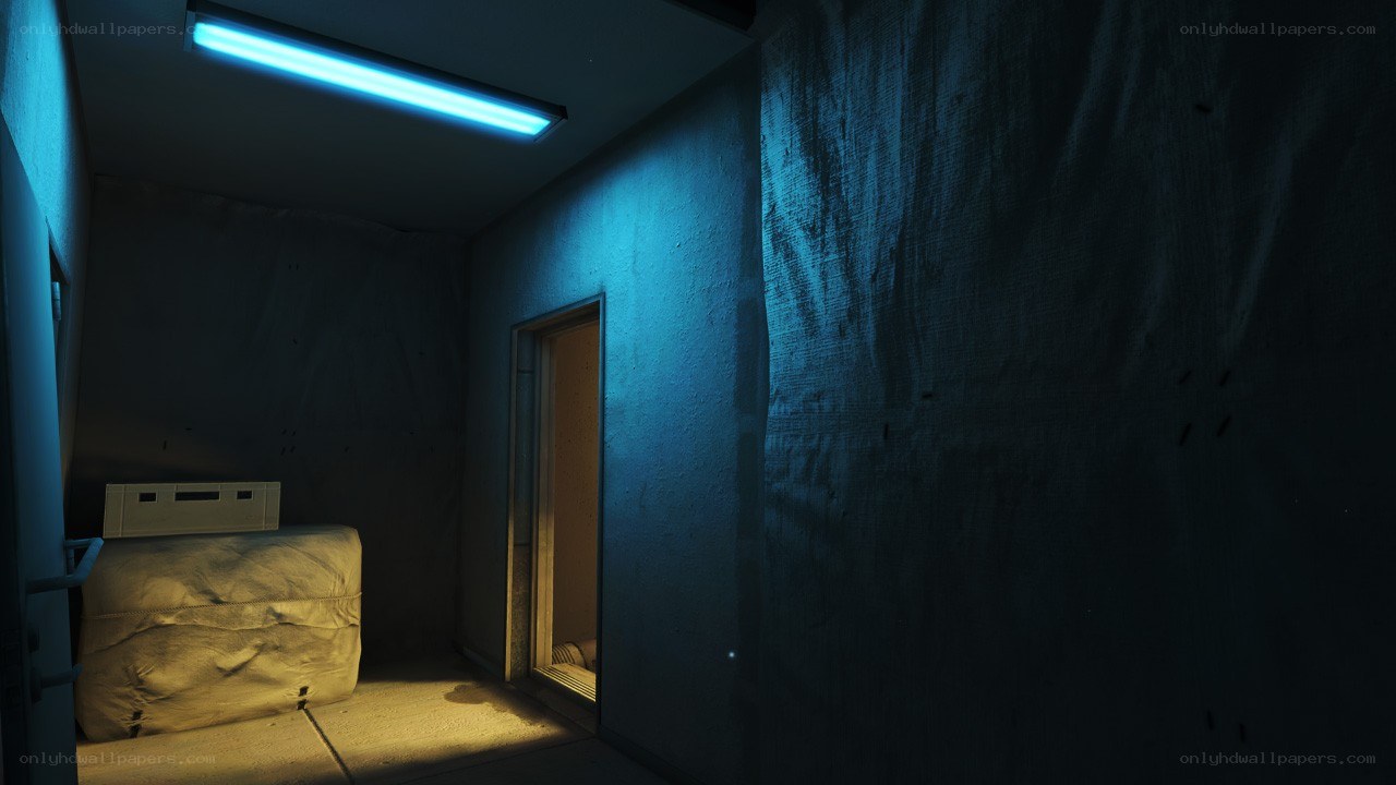 dark corridor with blue light